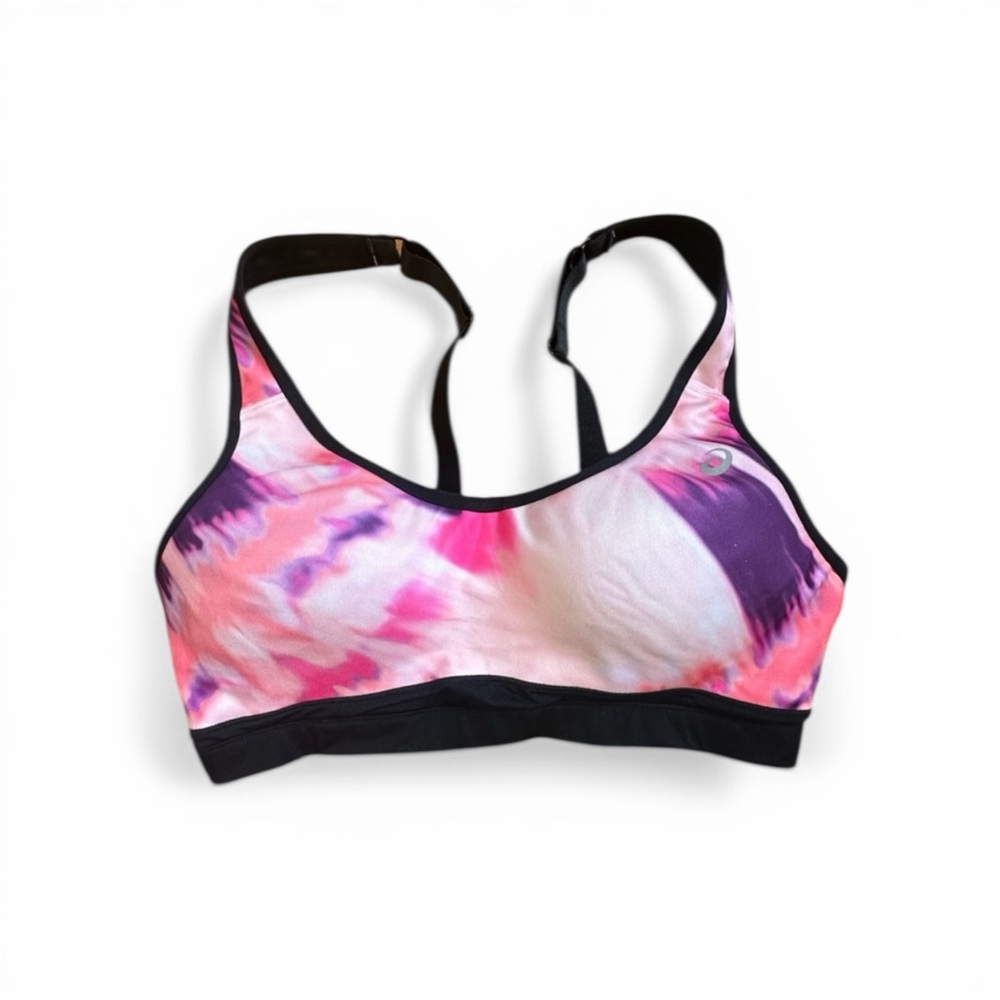 ASICS Tie Dye Sports Bra Pink Purple High Impact Small